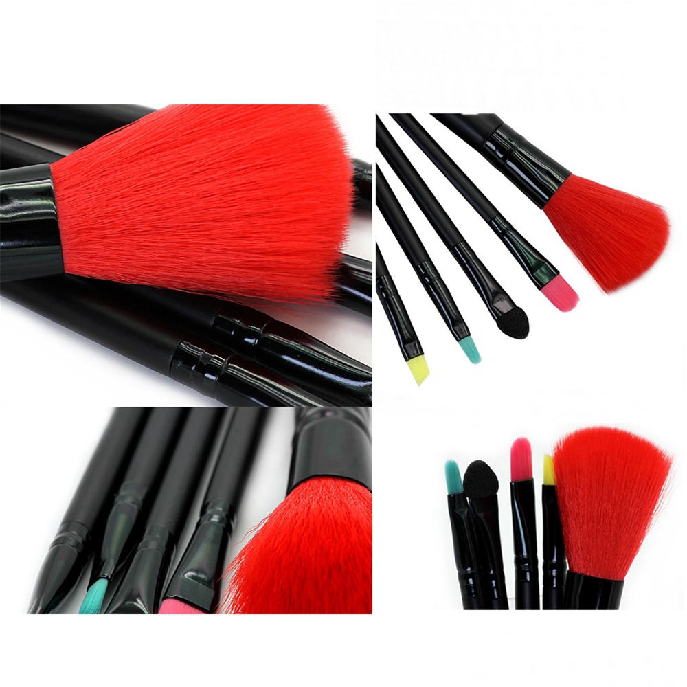 TODO 5 Pcs Mini Colorful Beginner Makeup Brush Set for Travel 